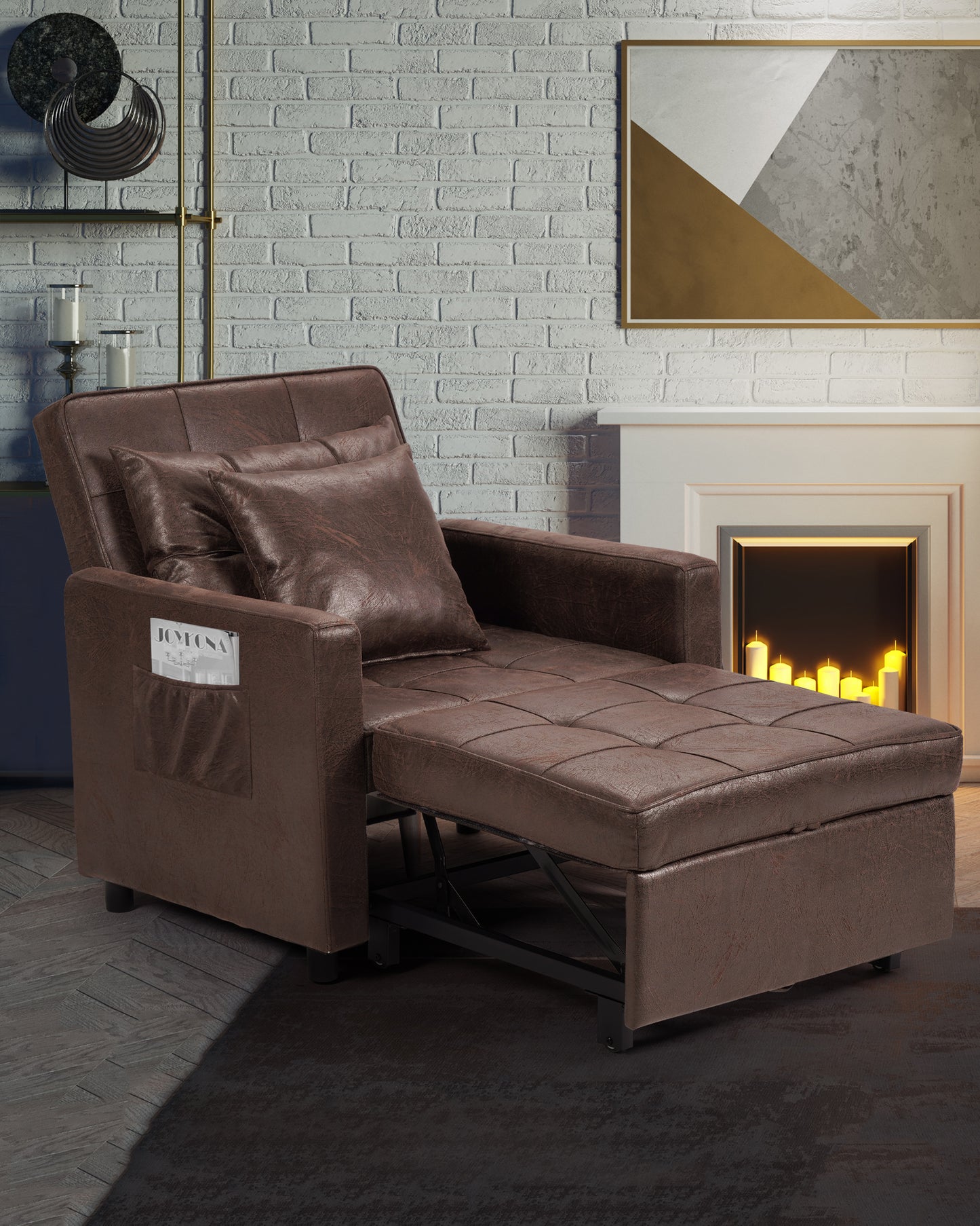 Convertible Chair Bed, Sleeper Chair Bed 3 in 1, Stepless Adjustable Backrest, Armchair, Sofa, Bed, Single One