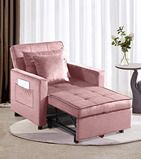 Convertible Chair Bed, Sleeper Chair Bed 3 in 1, Stepless Adjustable Backrest, Armchair, Sofa, Bed, Single One