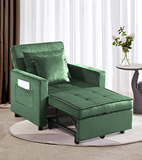Convertible Chair Bed, Sleeper Chair Bed 3 in 1, Stepless Adjustable Backrest, Armchair, Sofa, Bed, Single One