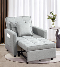 Convertible Chair Bed, Sleeper Chair Bed 3 in 1, Stepless Adjustable Backrest, Armchair, Sofa, Bed, Single One