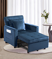 Convertible Chair Bed, Sleeper Chair Bed 3 in 1, Stepless Adjustable Backrest, Armchair, Sofa, Bed, Single One