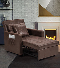 Convertible Chair Bed, Sleeper Chair Bed 3 in 1, Stepless Adjustable Backrest, Armchair, Sofa, Bed, Single One