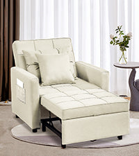 Convertible Chair Bed, Sleeper Chair Bed 3 in 1, Stepless Adjustable Backrest, Armchair, Sofa, Bed, Single One